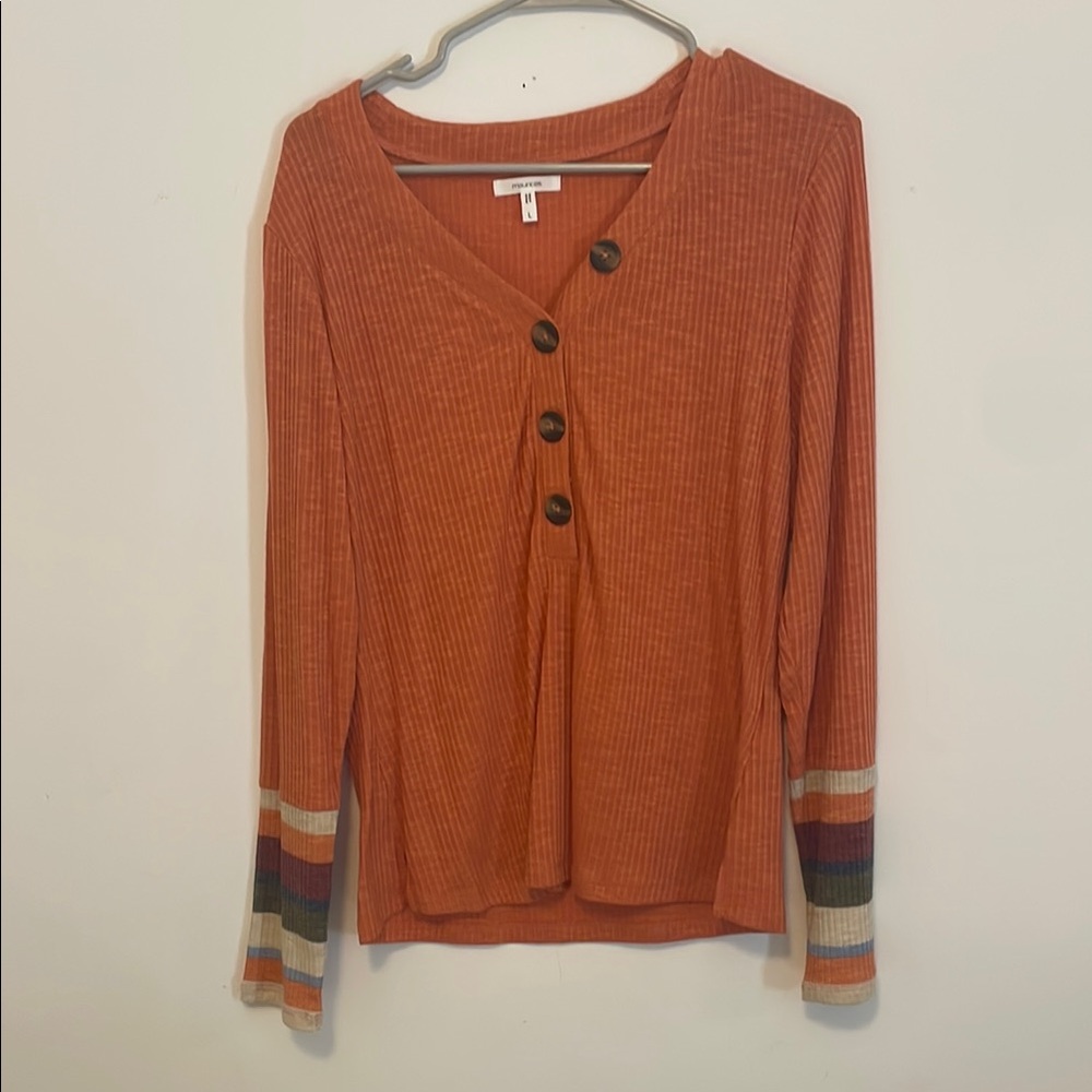 Maurices Orange Button Down Shirt Relaxed Fit